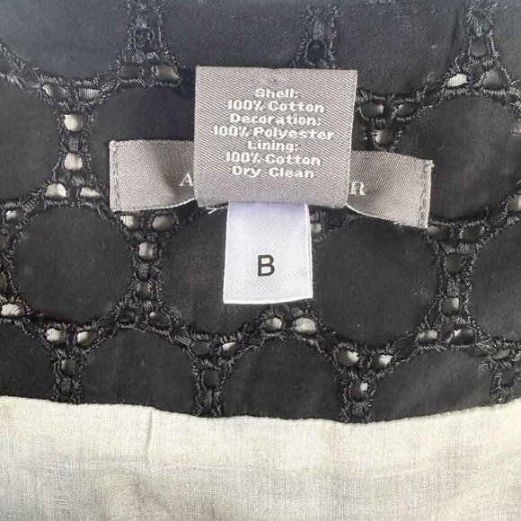 Ann Taylor Black Eyelet Midi Skirt Sz 8 Pleated Embroidered Y2K 90s Cottagecore - Picture 10 of 11